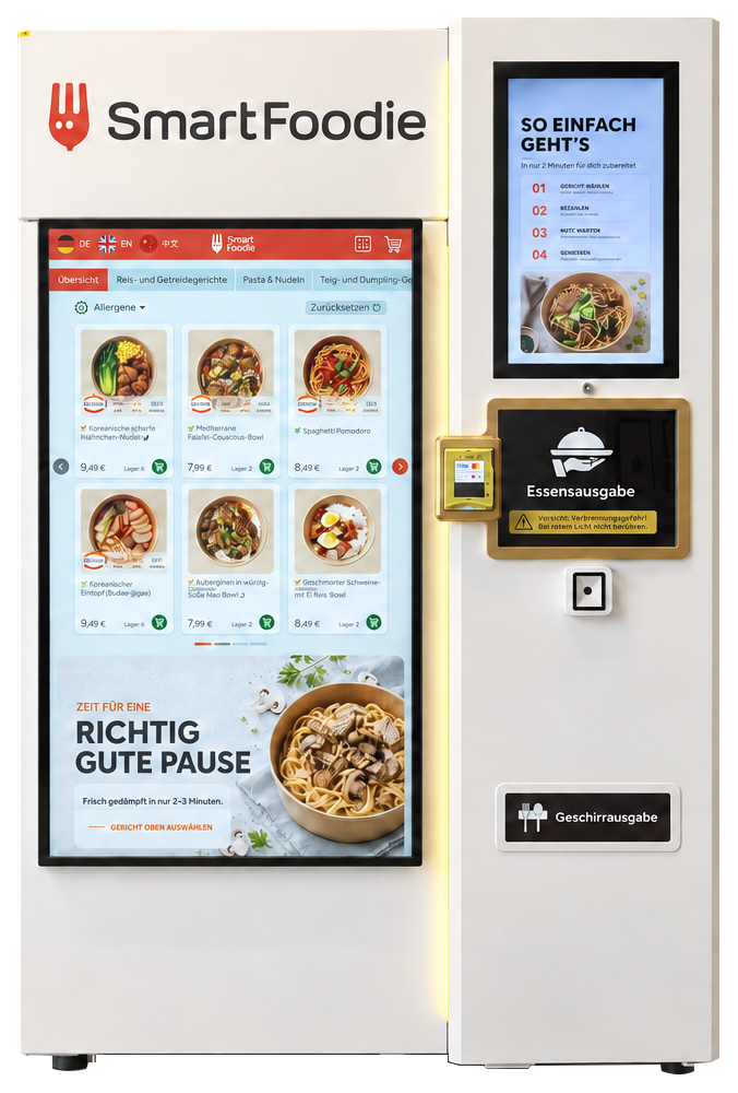 SmartFoodie Dampfgarautomat mit App-Bestellung, Kühlung, Heizmodul, Ausgabe und UV-Sterilisation